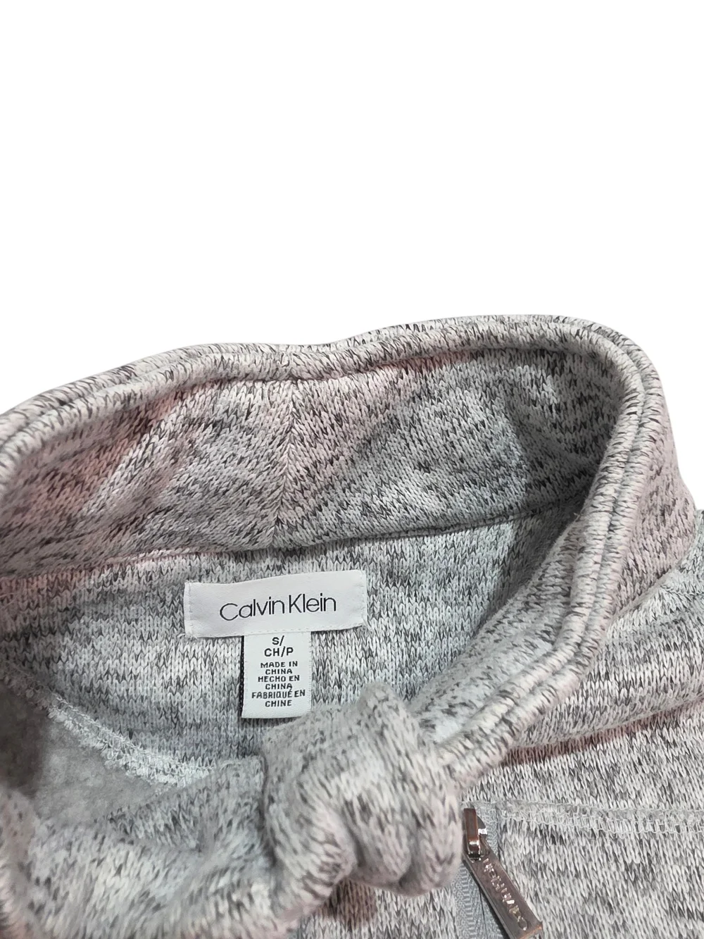 Calvin Klein Heathered Gray Full-Zip Sweater Jacket